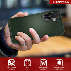 Punkcase Galaxy A36 Case, [Spartan 2.0 Series] Couverture lourde robuste claire [vert foncé]
