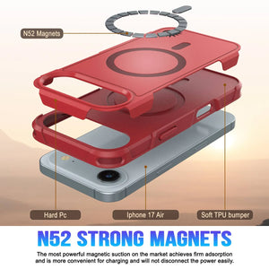 Punkcase iPhone 17 Air Case, [Spartan 2.0 Series] Couverture lourde robuste claire avec protecteur d'écran intégré [rouge]