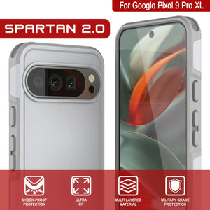 Punkcase Google Pixel 9 Pro XL Case, [Spartan 2.0 Series] Couverture lourde robuste claire avec protecteur d'écran intégré [blanc]