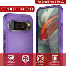 Charger l&#39;image dans la galerie, Punkcase Google Pixel 9 Pro XL Case, [Spartan 2.0 Series] Couverture lourde robuste claire avec protecteur d&#39;écran intégré [Purple]
