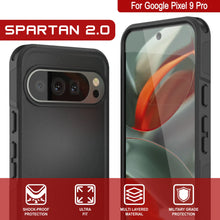 Charger l&#39;image dans la galerie, Punkcase Google Pixel 9 Pro cas, [Spartan 2.0 Series] Couverture lourde robuste claire avec protecteur d&#39;écran intégré [noir]
