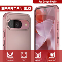 Charger l&#39;image dans la galerie, Punkcase Google Pixel 9 Case, [Spartan 2.0 Series] Couverture lourde robuste claire avec protecteur d&#39;écran intégré [rose]
