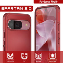 Charger l&#39;image dans la galerie, Punkcase Google Pixel 9 Case, [Spartan 2.0 Series] Couverture lourde robuste claire avec protecteur d&#39;écran intégré [rouge]

