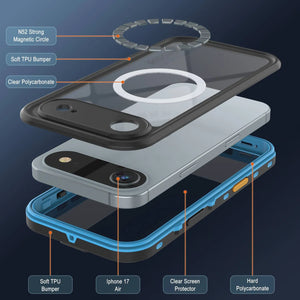 Étui IP68 imperméable d'iPhone 17, Punkcase [Bleu clair] [série StudStar] [Slim Fit] [Dirtoproof]