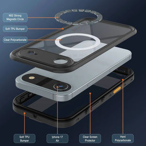 Étui IP68 imperméable à l'iPhone 17, Punkcase [noir] [série StudStar] [Slim Fit]