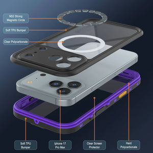 Étui IP68 imperméable iPhone 17 Pro Max, Punkcase [Purple] [série StudStar] [Slim Fit] [Dirtoproof]