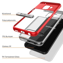 Load image into Gallery viewer, Galaxy S9 Case, PUNKcase [LUCID 3.0 Series] [Slim Fit] [Clear Back] Armor Cover w/ Integrated Kickstand, Anti-Shock System &amp; PUNKSHIELD Screen Protector for Samsung Galaxy S9 [Red] (Color in image: Black)
