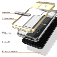 Charger l'image dans la galerie, Galaxy S9 Case, PUNKcase [LUCID 3.0 Series] [Slim Fit] [Clear Back] Armor Cover w/ Integrated Kickstand, Anti-Shock System &amp; PUNKSHIELD Screen Protector for Samsung Galaxy S9 [Gold] (Color in image: Black)
