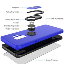 Charger l&#39;image dans la galerie, Galaxy S9 PLUS, Punkcase Magnetix Protective TPU Cover W/ Kickstand, Ring Grip Holder &amp; Metal Plate for Magnetic Car Phone Mount PLUS PunkShield Screen Protector for Samsung S9+ Edge [Blue] (Color in image: black)
