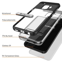 Charger l'image dans la galerie, Galaxy S9 Case, PUNKcase [LUCID 3.0 Series] [Slim Fit] [Clear Back] Armor Cover w/ Integrated Kickstand, Anti-Shock System &amp; PUNKSHIELD Screen Protector for Samsung Galaxy S9 [Black] (Color in image: Blue)
