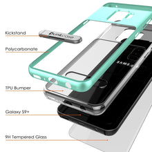 Charger l&#39;image dans la galerie, Galaxy S9+ Plus Case, PUNKcase [LUCID 3.0 Series] [Slim Fit] [Clear Back] Armor Cover w/ Integrated Kickstand, Anti-Shock System &amp; PUNKSHIELD Screen Protector for Samsung Galaxy S9+ Plus [Teal] (Color in image: Black)
