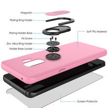 Charger l&#39;image dans la galerie, Galaxy S9 PLUS, Punkcase Magnetix Protective TPU Cover W/ Kickstand, Ring Grip Holder &amp; Metal Plate for Magnetic Car Phone Mount PLUS PunkShield Screen Protector for Samsung S9+ Edge [Pink] (Color in image: black)
