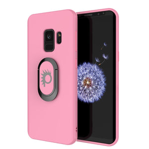 Galaxy S9 Case, Punkcase Magnetix Protective TPU Cover W/ Kickstand, Ring Grip Holder & Metal Plate for Magnetic Car Phone Mount PLUS PunkShield Screen Protector for Samsung S9 Edge [Pink] (Color in image: pink)