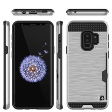 Load image into Gallery viewer, Galaxy S9 Plus Case, PUNKcase [SLOT Series] [Slim Fit] Dual-Layer Armor Cover w/Integrated Anti-Shock System, Credit Card Slot [Silver] (Color in image: Navy)
