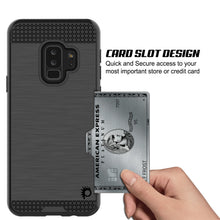 Load image into Gallery viewer, Galaxy S9 Plus Case, PUNKcase [SLOT Series] [Slim Fit] Dual-Layer Armor Cover w/Integrated Anti-Shock System, Credit Card Slot [Black] (Color in image: Silver)
