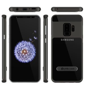 Galaxy S9+ Plus Case, PUNKcase [LUCID 3.0 Series] [Slim Fit] [Clear Back] Armor Cover w/ Integrated Kickstand, Anti-Shock System & PUNKSHIELD Screen Protector for Samsung Galaxy S9+ Plus [Grey] (Color in image: Silver)