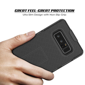 Punkcase Galaxy Note 8 Case, With PunkShield Glass Screen Protector, Holster Belt Clip & Built-In Kickstand Non-Slip Dual Layer Hybrid TPU Full Body Protection for Samsung Note 8 [Black] 