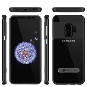 Galaxy S9+ Plus Case, PUNKcase [LUCID 3.0 Series] [Slim Fit] [Clear Back] Armor Cover w/ Integrated Kickstand, Anti-Shock System & PUNKSHIELD Screen Protector for Samsung Galaxy S9+ Plus [Black] (Color in image: Silver)