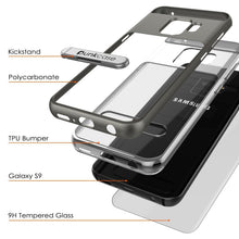 Charger l'image dans la galerie, Galaxy S9 Case, PUNKcase [LUCID 3.0 Series] [Slim Fit] [Clear Back] Armor Cover w/ Integrated Kickstand, Anti-Shock System &amp; PUNKSHIELD Screen Protector for Samsung Galaxy S9 [Grey] (Color in image: Black)

