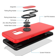 Charger l&#39;image dans la galerie, Galaxy S9 Case, Punkcase Magnetix Protective TPU Cover W/ Kickstand, Ring Grip Holder &amp; Metal Plate for Magnetic Car Phone Mount PLUS PunkShield Screen Protector for Samsung S9 Edge [Red] (Color in image: black)
