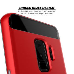 Galaxy S9+ Plus Case, PUNKcase [LUCID 3.0 Series] [Slim Fit] [Clear Back] Armor Cover w/ Integrated Kickstand, Anti-Shock System & PUNKSHIELD Screen Protector for Samsung Galaxy S9+ Plus [Red] 