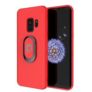 Galaxy S9 Case, Punkcase Magnetix Protective TPU Cover W/ Kickstand, Ring Grip Holder & Metal Plate for Magnetic Car Phone Mount PLUS PunkShield Screen Protector for Samsung S9 Edge [Red] (Color in image: red)