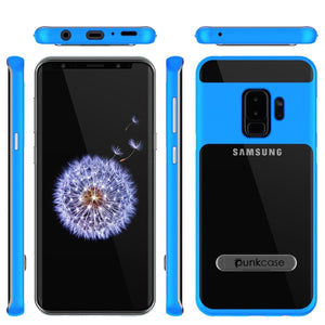 Galaxy S9+ Plus Case, PUNKcase [LUCID 3.0 Series] [Slim Fit] [Clear Back] Armor Cover w/ Integrated Kickstand, Anti-Shock System & PUNKSHIELD Screen Protector for Samsung Galaxy S9+ Plus [Blue] (Color in image: Silver)