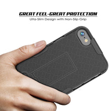Charger l&#39;image dans la galerie, Punkcase iPhone 8 / 7 Case With Tempered Glass Screen Protector, Holster Belt Clip &amp; Built-In Kickstand Non Slip Dual Layer Hybrid TPU Full Body Protection [Thin Fit] for Apple iPhone 7 &amp; 8 [Black] 
