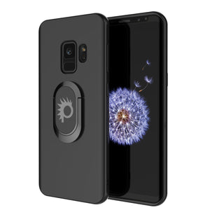 Galaxy S9 Case, Punkcase Magnetix Protective TPU Cover W/ Kickstand, Ring Grip Holder & Metal Plate for Magnetic Car Phone Mount PLUS PunkShield Screen Protector for Samsung S9 Edge [Black] (Color in image: black)