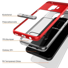 Charger l&#39;image dans la galerie, Galaxy S9+ Plus Case, PUNKcase [LUCID 3.0 Series] [Slim Fit] [Clear Back] Armor Cover w/ Integrated Kickstand, Anti-Shock System &amp; PUNKSHIELD Screen Protector for Samsung Galaxy S9+ Plus [Red] (Color in image: Black)
