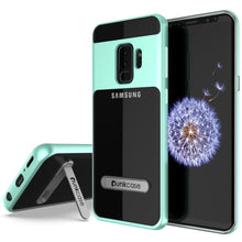 Charger l&#39;image dans la galerie, Galaxy S9+ Plus Case, PUNKcase [LUCID 3.0 Series] [Slim Fit] [Clear Back] Armor Cover w/ Integrated Kickstand, Anti-Shock System &amp; PUNKSHIELD Screen Protector for Samsung Galaxy S9+ Plus [Teal] (Color in image: Teal)
