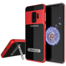 Charger l&#39;image dans la galerie, Galaxy S9+ Plus Case, PUNKcase [LUCID 3.0 Series] [Slim Fit] [Clear Back] Armor Cover w/ Integrated Kickstand, Anti-Shock System &amp; PUNKSHIELD Screen Protector for Samsung Galaxy S9+ Plus [Red] (Color in image: Red)
