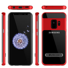 Load image into Gallery viewer, Galaxy S9 Case, PUNKcase [LUCID 3.0 Series] [Slim Fit] [Clear Back] Armor Cover w/ Integrated Kickstand, Anti-Shock System &amp; PUNKSHIELD Screen Protector for Samsung Galaxy S9 [Red] (Color in image: Silver)
