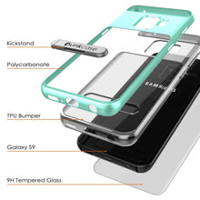 Load image into Gallery viewer, Galaxy S9 Case, PUNKcase [LUCID 3.0 Series] [Slim Fit] [Clear Back] Armor Cover w/ Integrated Kickstand, Anti-Shock System &amp; PUNKSHIELD Screen Protector for Samsung Galaxy S9 [Teal] (Color in image: Black)
