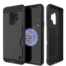 Load image into Gallery viewer, Galaxy S9 Plus Case, PUNKcase [SLOT Series] [Slim Fit] Dual-Layer Armor Cover w/Integrated Anti-Shock System, Credit Card Slot [Black] (Color in image: Black)
