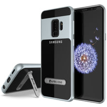 Charger l&#39;image dans la galerie, Galaxy S9+ Plus Case, PUNKcase [LUCID 3.0 Series] [Slim Fit] [Clear Back] Armor Cover w/ Integrated Kickstand, Anti-Shock System &amp; PUNKSHIELD Screen Protector for Samsung Galaxy S9+ Plus [Silver] (Color in image: Silver)
