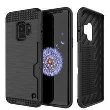 Load image into Gallery viewer, Galaxy S9 Case, PUNKcase [SLOT Series] [Slim Fit] Dual-Layer Armor Cover w/Integrated Anti-Shock System, Credit Card Slot [Black] (Color in image: Black)
