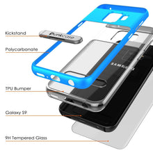 Charger l'image dans la galerie, Galaxy S9 Case, PUNKcase [LUCID 3.0 Series] [Slim Fit] [Clear Back] Armor Cover w/ Integrated Kickstand, Anti-Shock System &amp; PUNKSHIELD Screen Protector for Samsung Galaxy S9 [Blue] (Color in image: Black)
