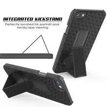 Charger l&#39;image dans la galerie, Punkcase iPhone 8 / 7 Case With Tempered Glass Screen Protector, Holster Belt Clip &amp; Built-In Kickstand Non Slip Dual Layer Hybrid TPU Full Body Protection [Thin Fit] for Apple iPhone 7 &amp; 8 [Black] 
