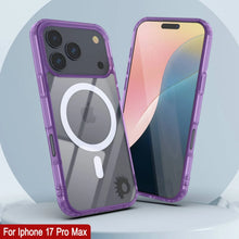 Charger l'image dans la galerie, Punkcase iPhone 17 Pro Max Magnetic Wireless Charging Case [ClearMag Series] [Purple]
