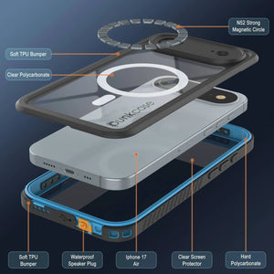 Étui étanche à l'air de l'iPhone 17, punkcase [Extreme Series] Couvercle d'armure avec protecteur d'écran intégré [bleu clair]