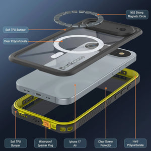 Couvre-armure d'iPhone 17, punkcase [Extreme Series] Couvercle d'armure avec protecteur d'écran intégré [jaune]