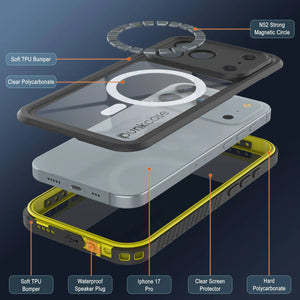 Coupe étanche à l'iPhone 17 Pro, punkcase [Extreme Series] Couvercle d'armure avec protecteur d'écran intégré [jaune]
