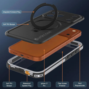 Coque étanche pour iPhone 17 Pro [Série Kickstud 2.0] Housse de protection IP68 avec protecteur d'écran et béquille [Blanc]