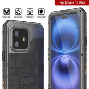 iPhone 16 Plus Metal Extreme 3.0 Série Aluminium Aluminium Aluminium IP68 W / Buillt en protecteur d'écran et kickstand [Silver]
