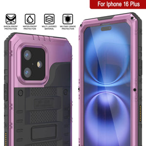 iPhone 16 Plus Metal Extreme 3.0 Série Aluminium Aluminium Aluminium IP68 W / Buillt en protecteur d'écran et kickstand [Pink]