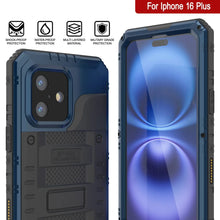 Charger l&#39;image dans la galerie, iPhone 16 Plus Metal Extreme 3.0 Série Aluminium Aluminium Aluminium IP68 W / Buillt en protecteur d&#39;écran et kickstand [Blue]
