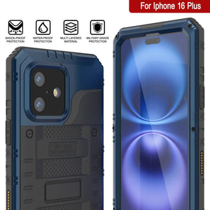 iPhone 16 Plus Metal Extreme 3.0 Série Aluminium Aluminium Aluminium IP68 W / Buillt en protecteur d'écran et kickstand [Blue]