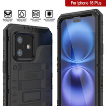 Charger l&#39;image dans la galerie, iPhone 16 Plus Metal Extreme 3.0 Série Aluminium Aluminium Aluminium IP68 W / Buillt en protecteur d&#39;écran et kickstand [noir]

