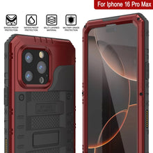 Charger l&#39;image dans la galerie, iPhone 16 Pro Max Metal Extreme 3.0 Série Aluminium Aluminium Aluminium Case IP68 avec Buillt en protecteur d&#39;écran et kickstand [rouge]
